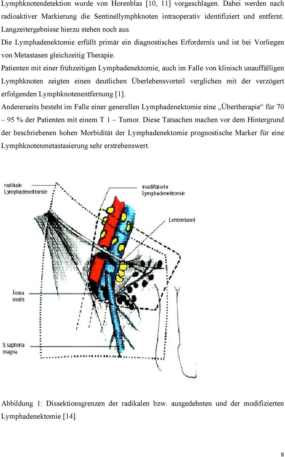 Patienten mit einer frühzeitigen Lymphadenektomie, auch im Falle von klinisch unauffälligen Lymphknoten zeigten einen deutlichen Überlebensvorteil verglichen mit der verzögert erfolgenden