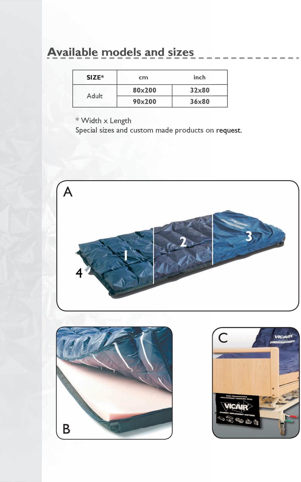 Width x Length Special sizes and