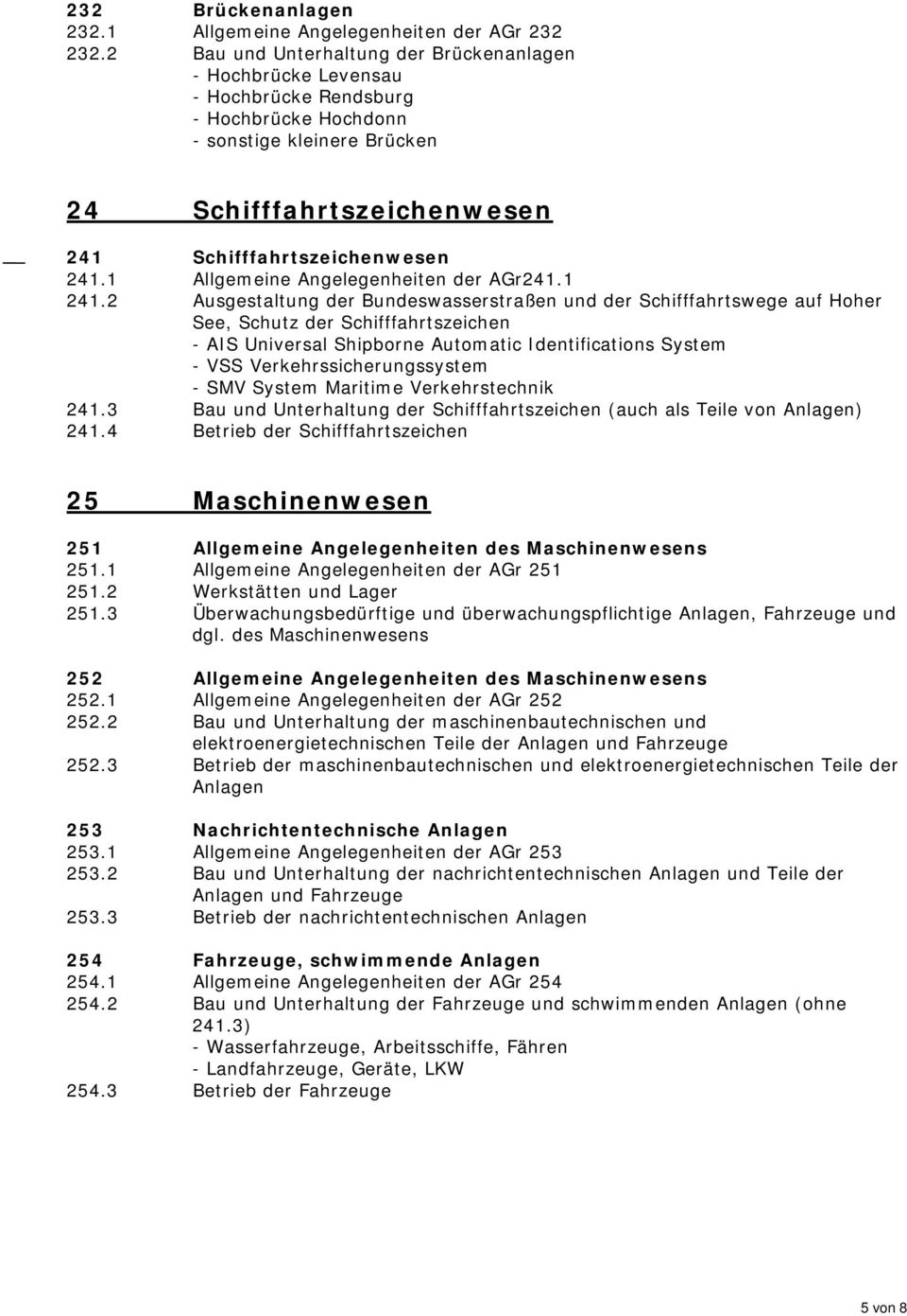 1 Allgemeine Angelegenheiten der AGr241.1 241.