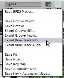 7:5 Öffnen, Speichern und Exportieren des Drum Tracks Drum Track Inhalte öffnen und speichern Sie können nicht nur den Drum Track exklusive öffnen und speichern, weil dieser von den Grooves der