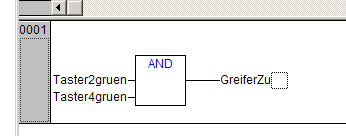 4.7 Ausgang zuweisen: Maus in das Quadrat an der rechte Seite des Bausteins führen, klick mit der rechten