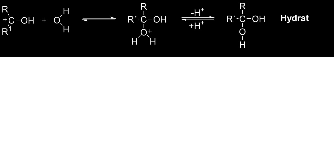 Carbonylgruppe: Additionsreaktionen Addition von Wasser Eine Ausnahme bilden Carbonyl-Verbindungen, die stark elektronenziehende Substituenten
