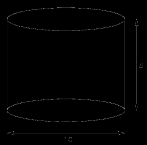 Aufgabe 24: Die Formel für das Volumen eines Zylinders lautet: V = r² π h Berechnen Sie das Volumen dieses Zylinders (Maße in cm): π ist rund 3,14 Lösung: (HB: A,B) Aufgabe 25:
