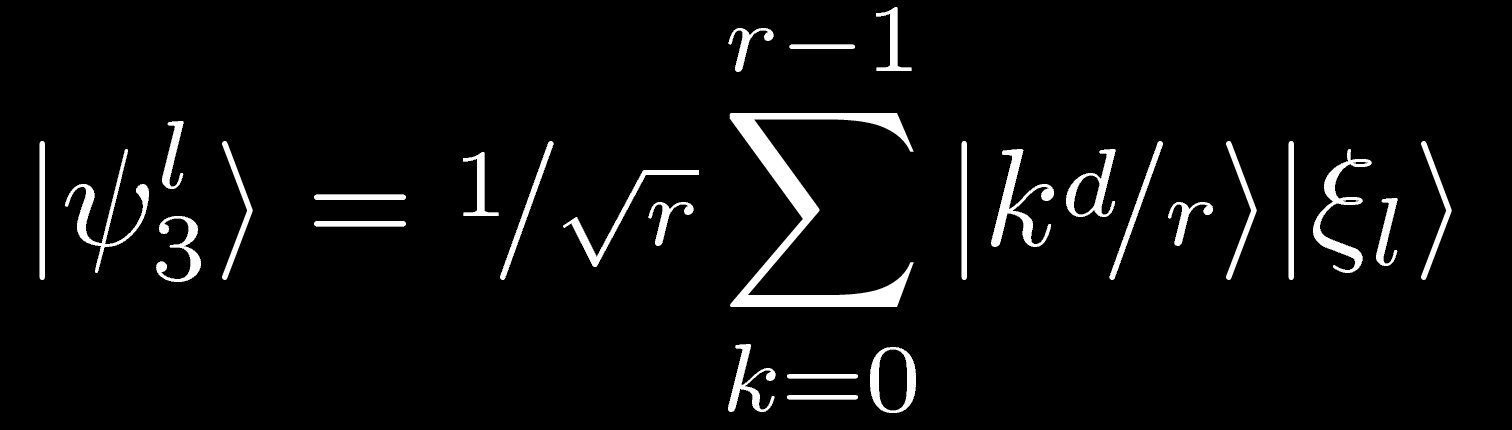 Der Gesamtzustand ( 1. und 2. Register) lautet somit Wobei der l-abhängige Phasenfaktor in das nicht interessierende 2. Register geschoben wurde.