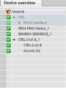TIA Portal Inbetriebnahme Und anschließend die Modulkonfiguration durchführen: An Port 1 ist nur 1 SDAT-MHS,daher belegt man nur 2 Byte I/O Bild 4.