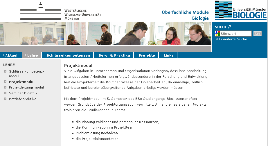 Informationen Infoveranstaltung BSc Biowiss. 5. FS. 13 http://www.uni-muenster.de/biologie/studieren/veranstaltungsinfos/projekt_modul.