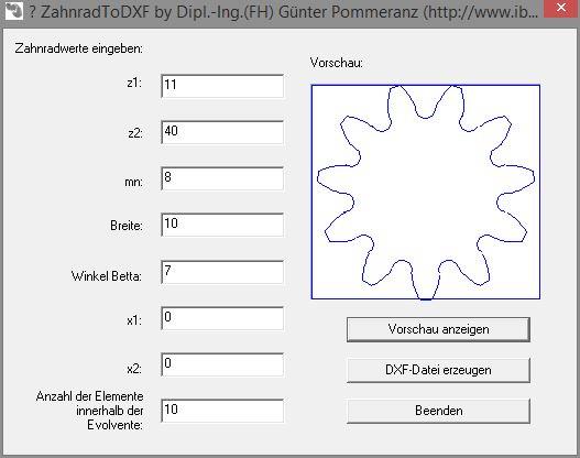 ZAHNRADGENERATOR Dokumentation über den Zahnradgenerator 5.