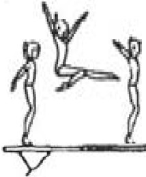 Schwebebalken gymnastische Elemente Hocksprung mit 1/2 Drehung Schersprung Hockbücksprung Sissone (<135 ) Sissone (180 )