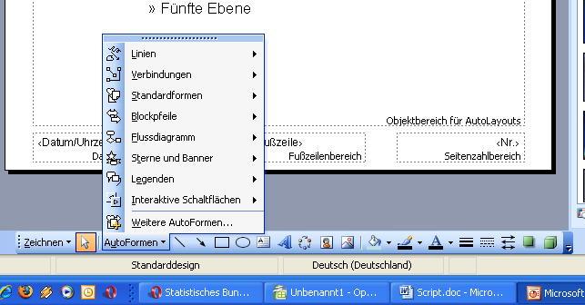 Die Zeichnen-Symbolleiste spielt bei Power Point eine extrem wichtige Rolle, da hier nicht nur die sogenannten [Autoformen] vorhanden sind, sondern auch andere Werkzeuge, die für die Formatierung der