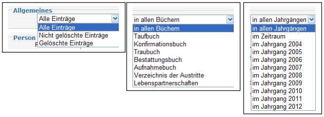 9 sind hier folgende Punkte hinzugekommen: Ausführender Kirchenbuchnummer Ohne Einwohnermeldeamt Noch nicht übermittelte (Einwohnermeldeamt EW) Noch nicht übermittelte (Wohnsitzgemeinde WG)