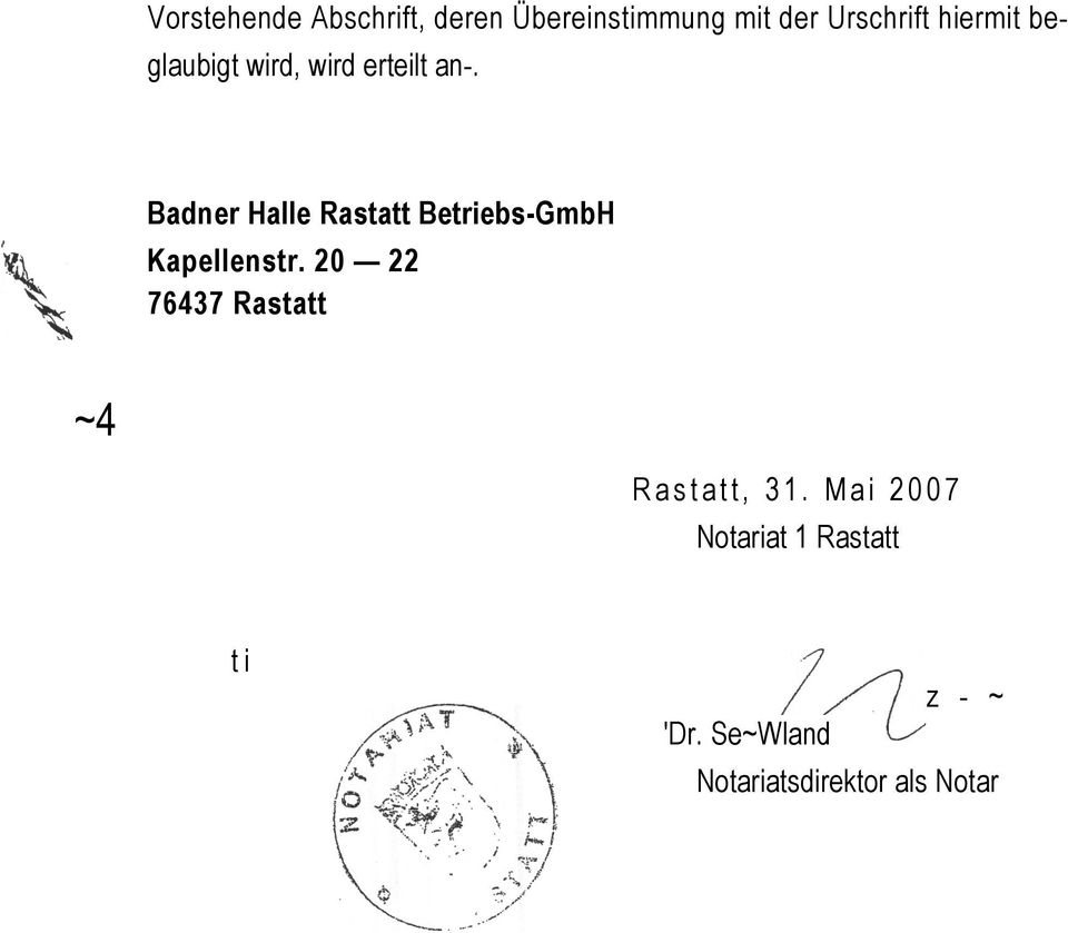 Badner Halle Rastatt Betriebs-GmbH Kapellenstr.