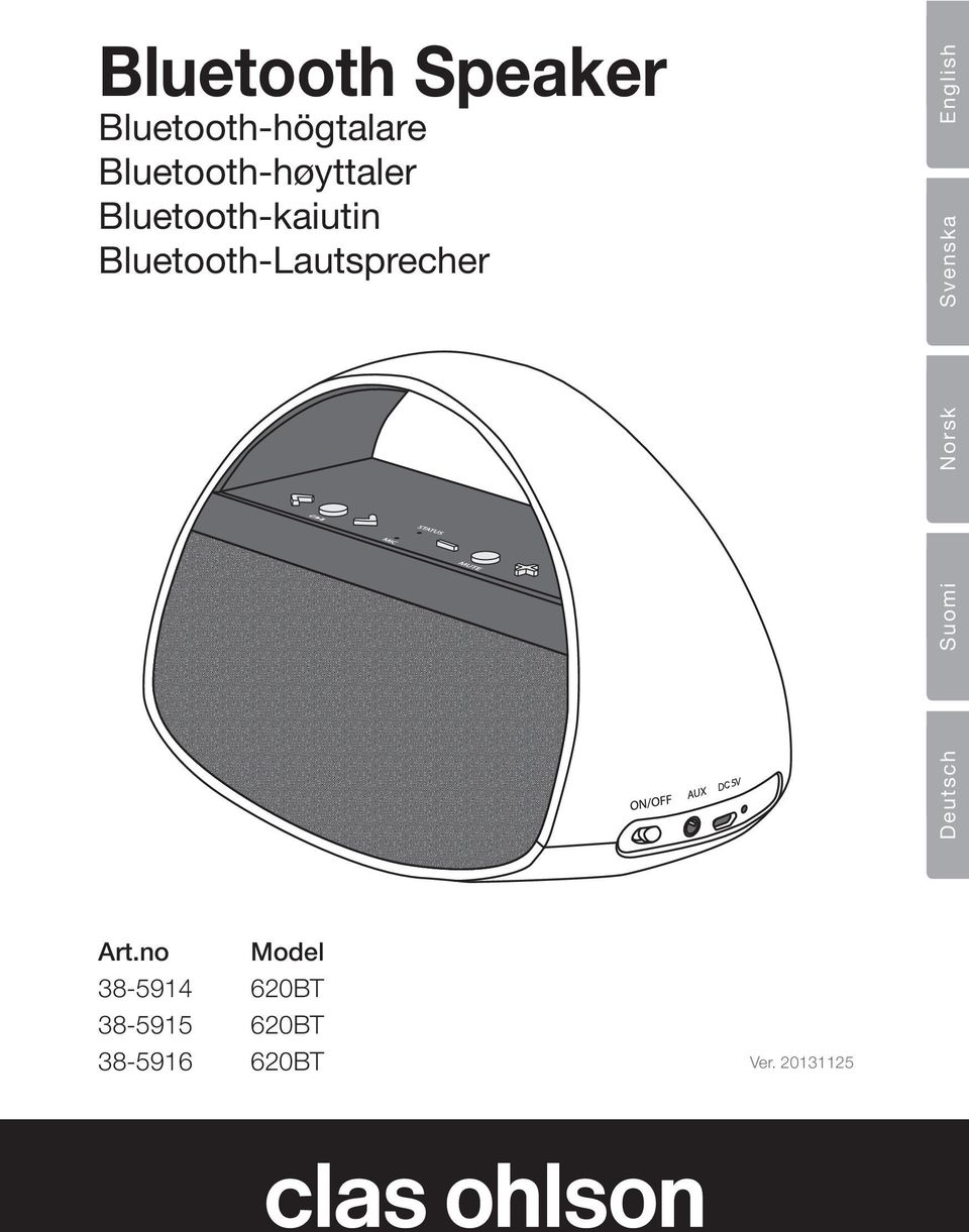 Bluetooth-Lautsprecher English Svenska Deutsch