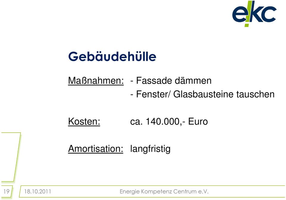 140.000,- Euro Amortisation: langfristig