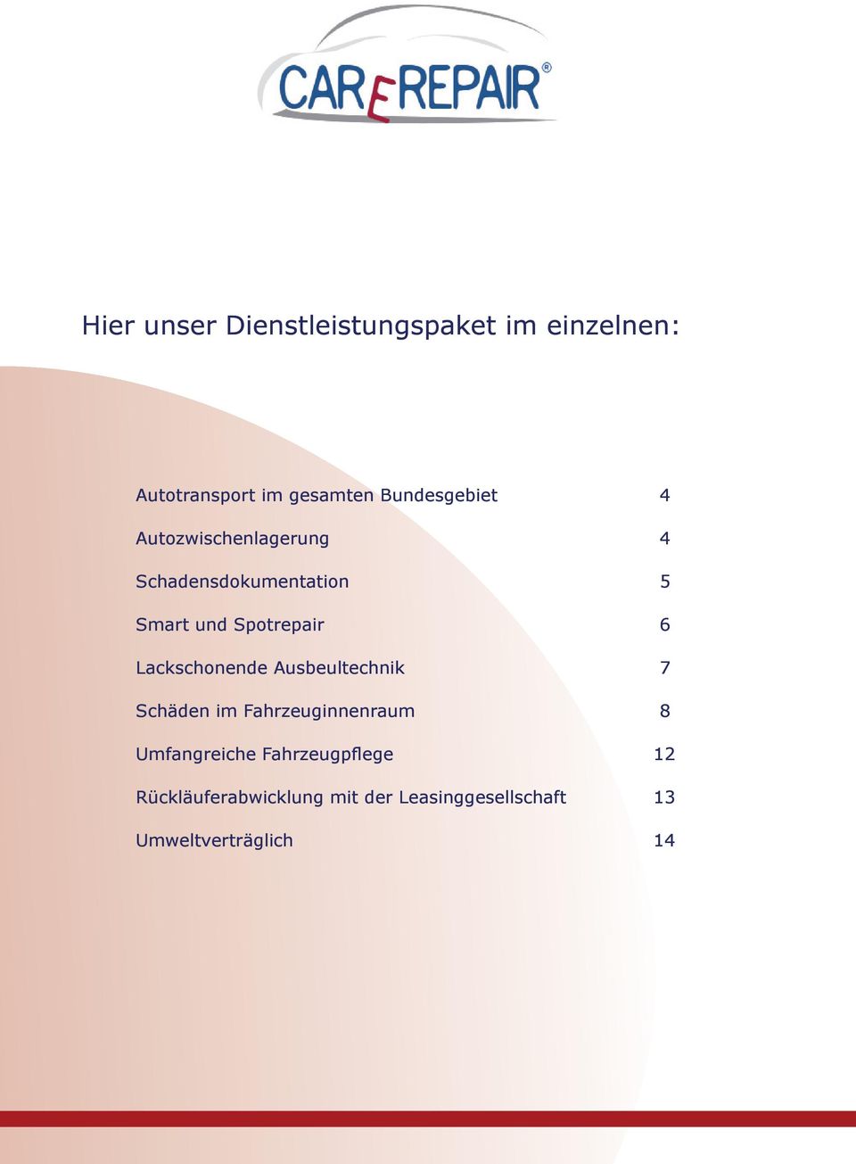 Spotrepair 6 Lackschonende Ausbeultechnik 7 Schäden im Fahrzeuginnenraum 8