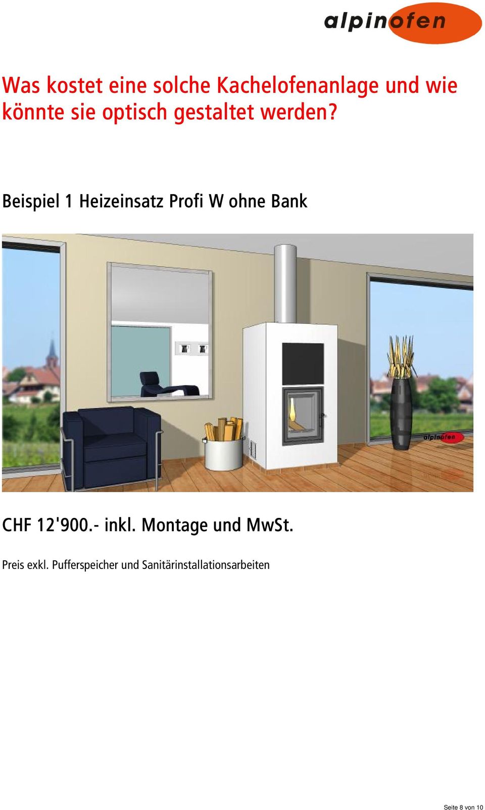Beispiel 1 Heizeinsatz Profi W ohne Bank CHF 12'900.- inkl.