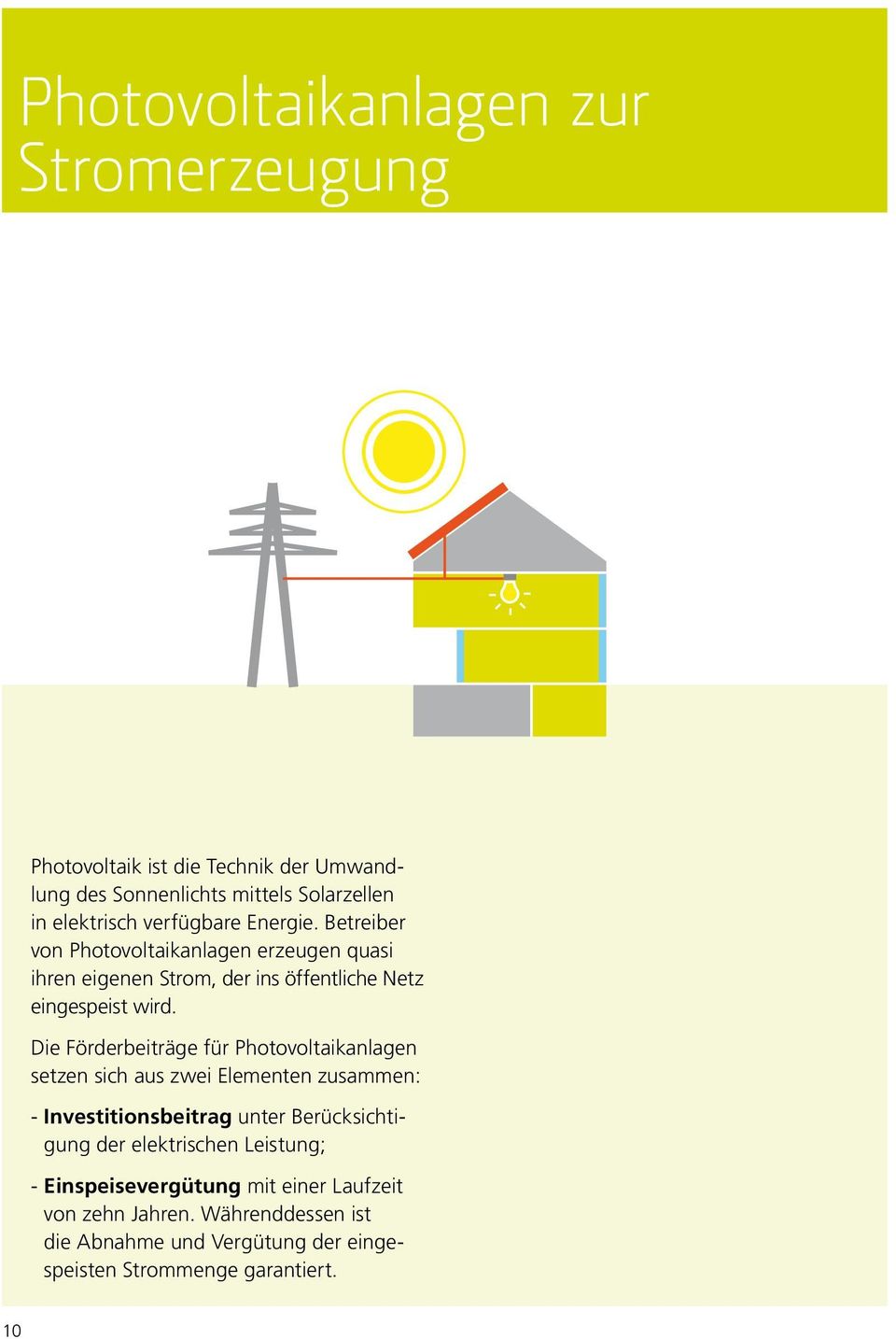Die Förderbeiträge für Photovoltaikanlagen setzen sich aus zwei Elementen zusammen: - Investitionsbeitrag unter Berücksichtigung der