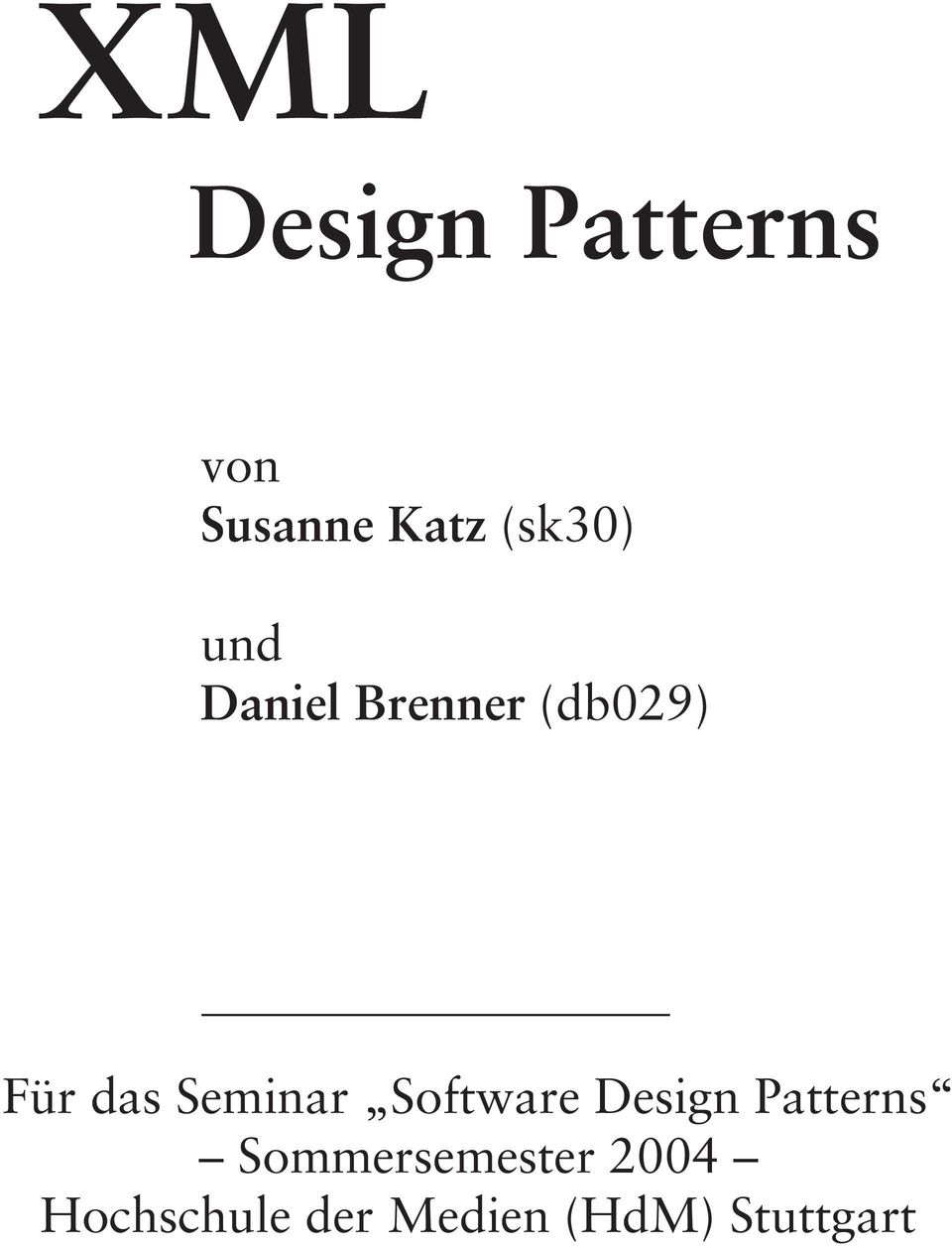 Seminar Software Design Patterns