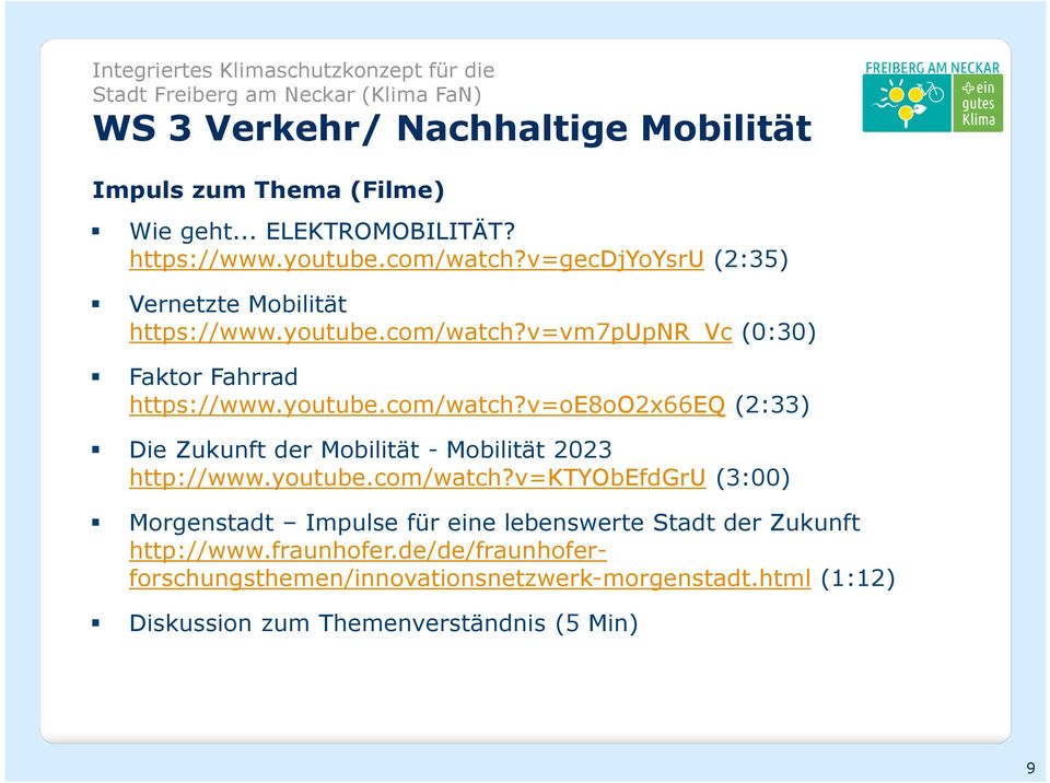 v=vm7pupnr_vc (0:30) Faktor Fahrrad https://www.youtube.com/watch?v=oe8oo2x66eq (2:33) Die Zukunft der Mobilität - Mobilität 2023 http://www.