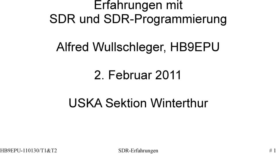Wullschleger, HB9EPU 2.
