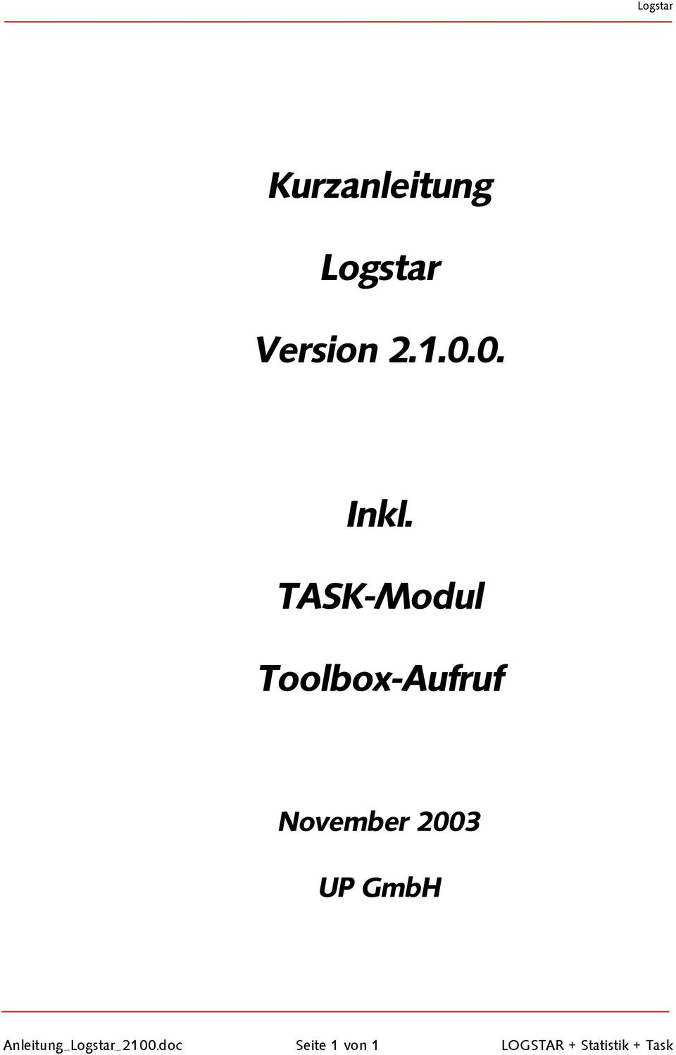 TASK-Modul Toolbox-Aufruf November 2003