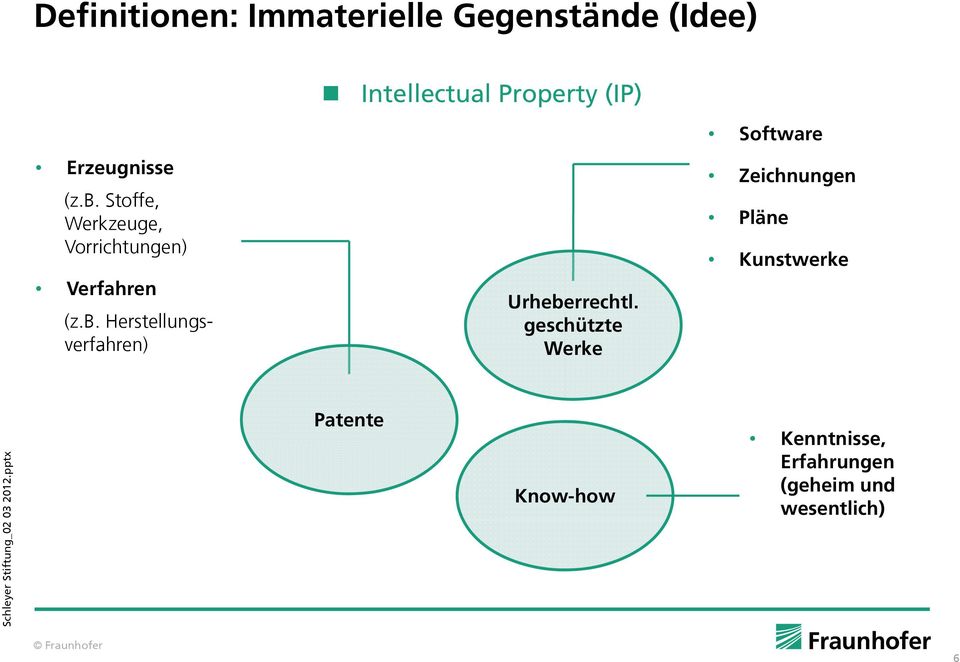 geschützte Werke Software Zeichnungen Pläne Kunstwerke Patente Know-how