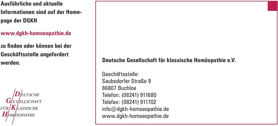 Deutsche Gesellschaft für klassische Homöopathie e.v.
