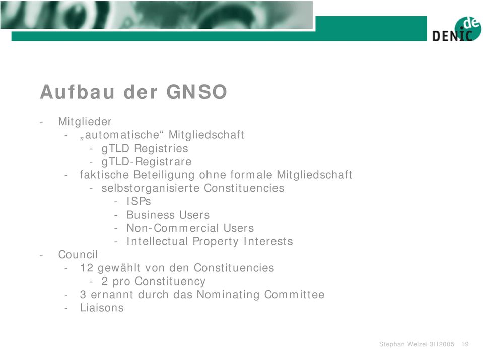 Business Users - Non-Commercial Users - Intellectual Property Interests - Council - 12 gewählt von den