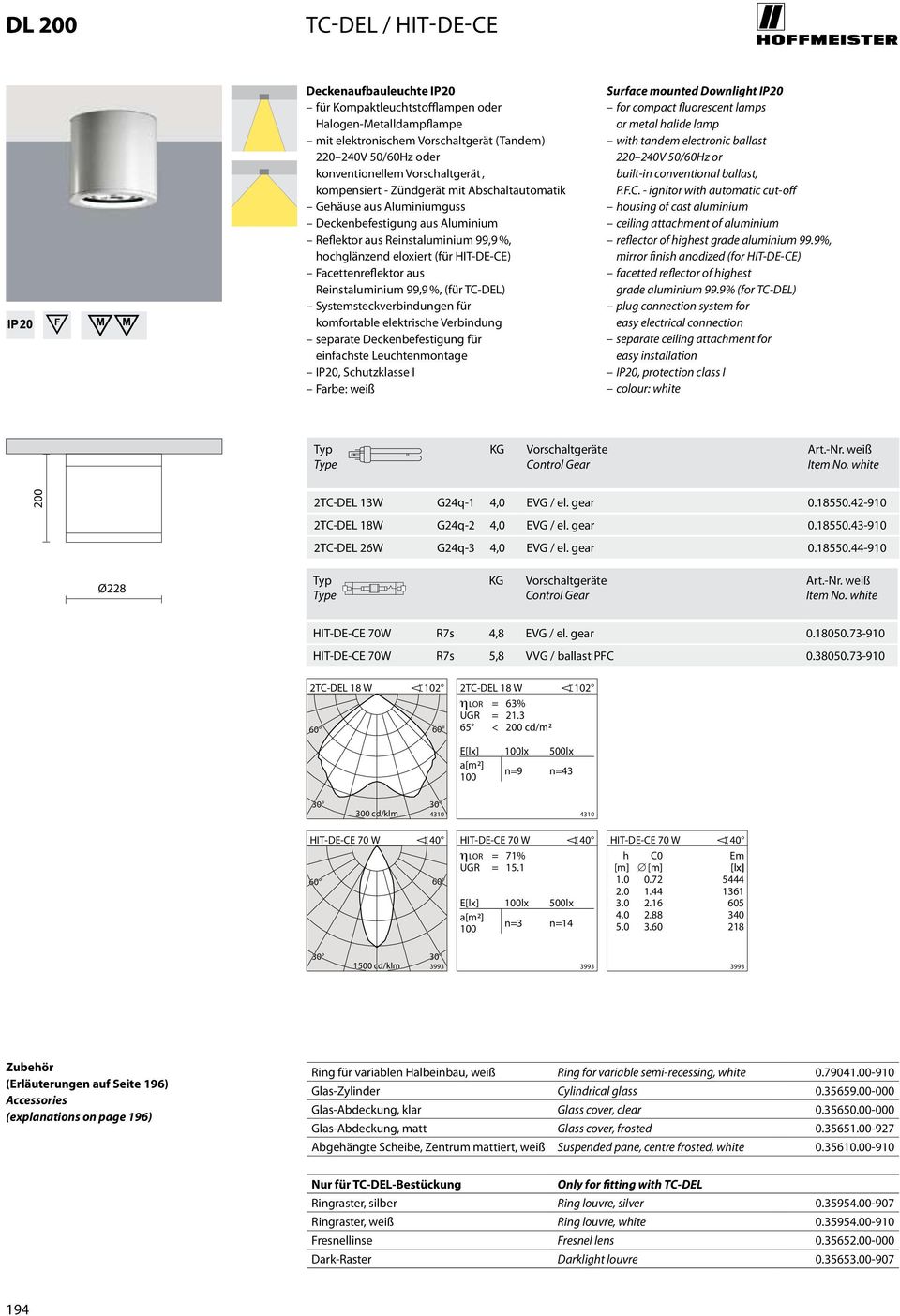 aus Reinstaluminium 99,9 %, (für TC-DEL) Systemsteckverbindungen für komfortable elektrische Verbindung separate Deckenbefestigung für einfachste Leuchtenmontage IP20, Schutzklasse I Farbe: weiß