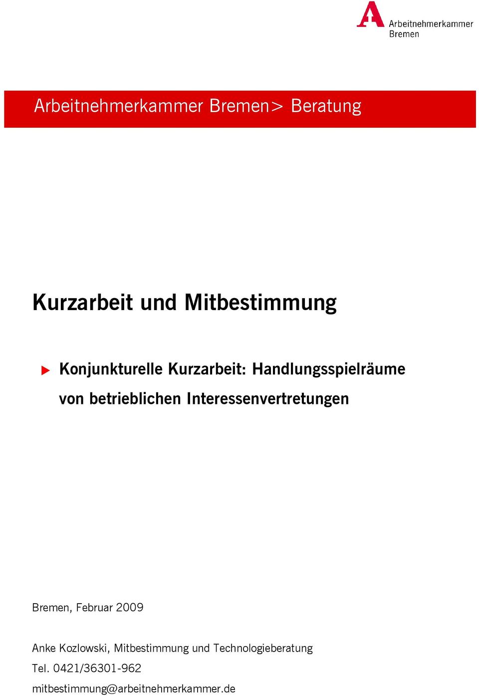 Interessenvertretungen Bremen, Februar 2009 Anke Kozlowski,