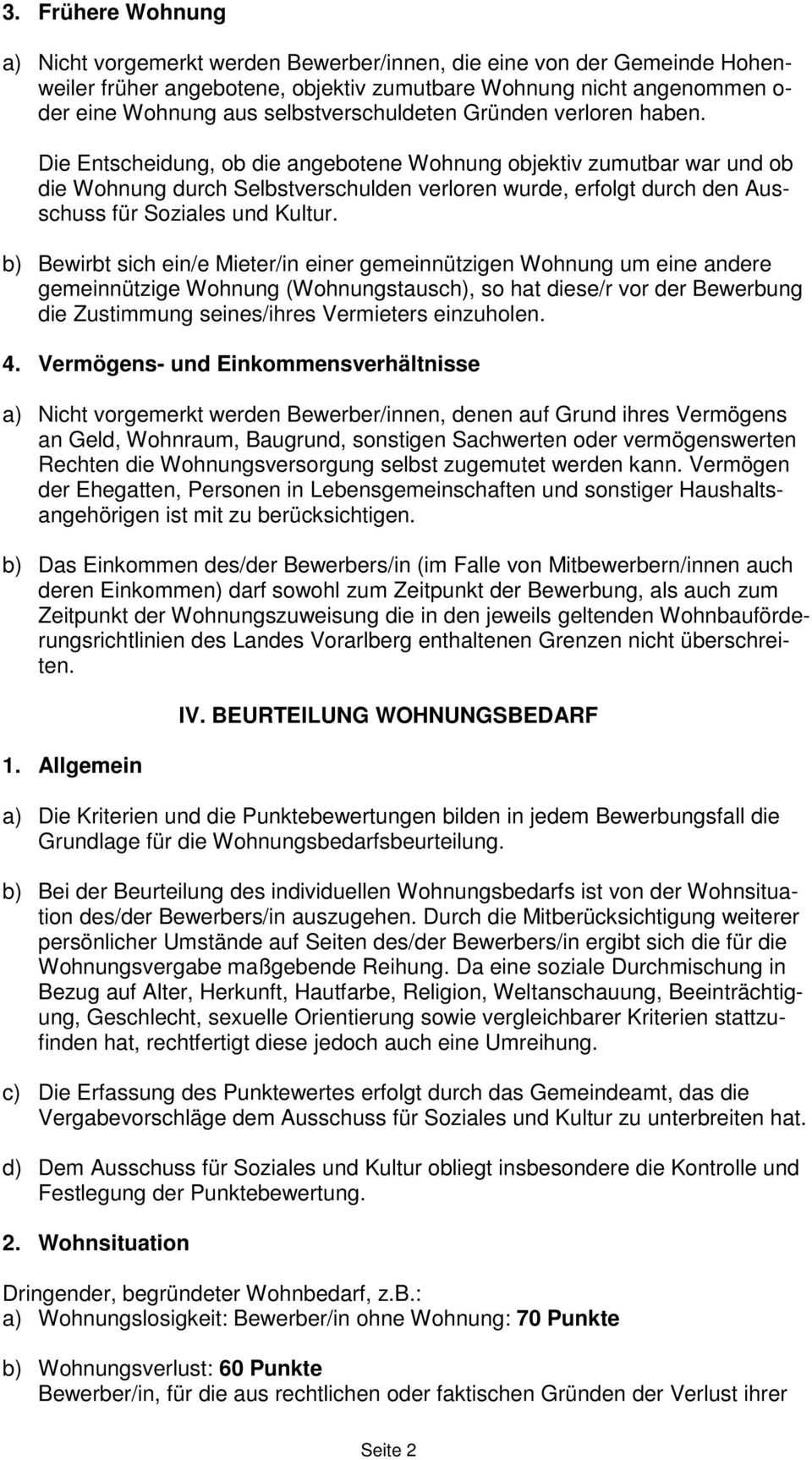 Wohnungsvergabe Richtlinien Der Gemeinde Hohenweiler Pdf Free Download