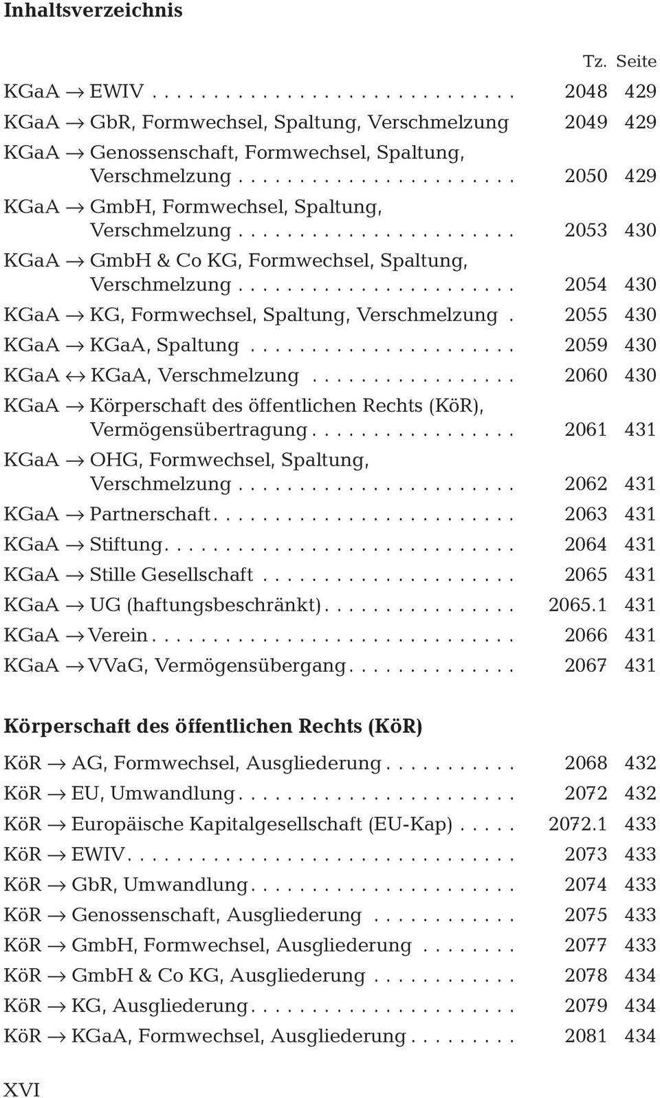 2055 430 KGaA fi KGaA, Spaltung... 2059 430 KGaA «KGaA, Verschmelzung... 2060 430 KGaA fi Kçrperschaft des çffentlichen Rechts (KçR), Vermçgensübertragung.