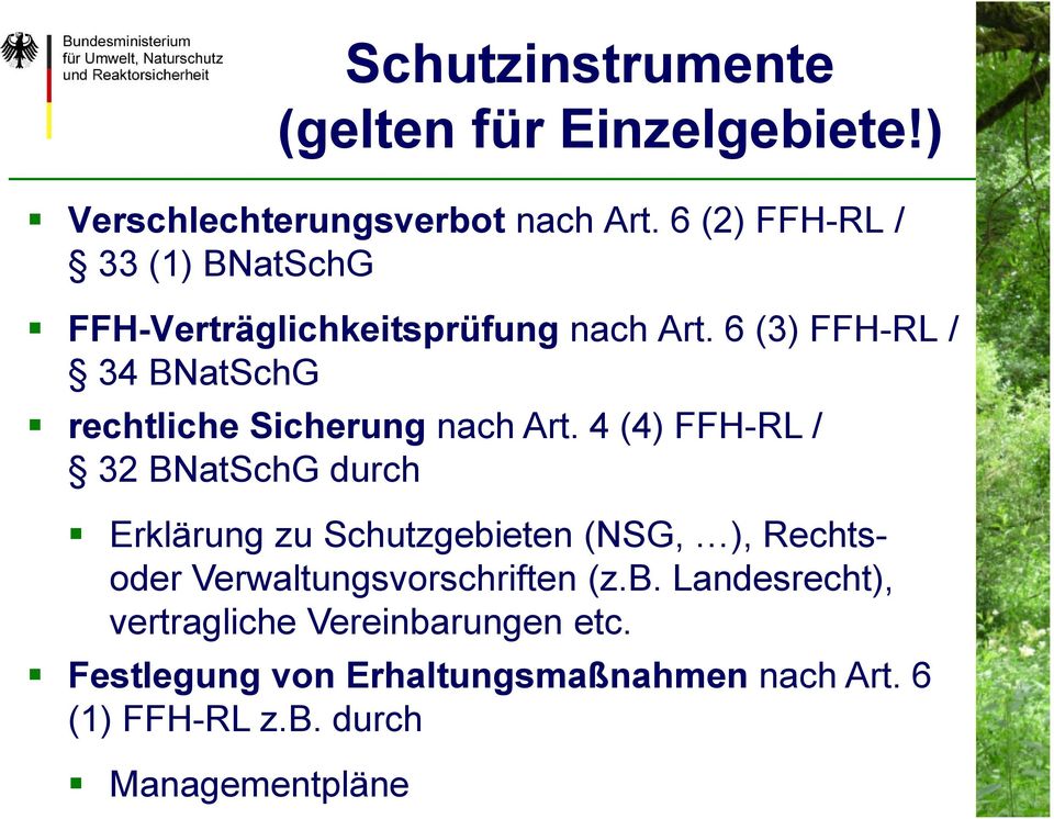 6 (3) FFH-RL / 34 BNatSchG rechtliche Sicherung nach Art.