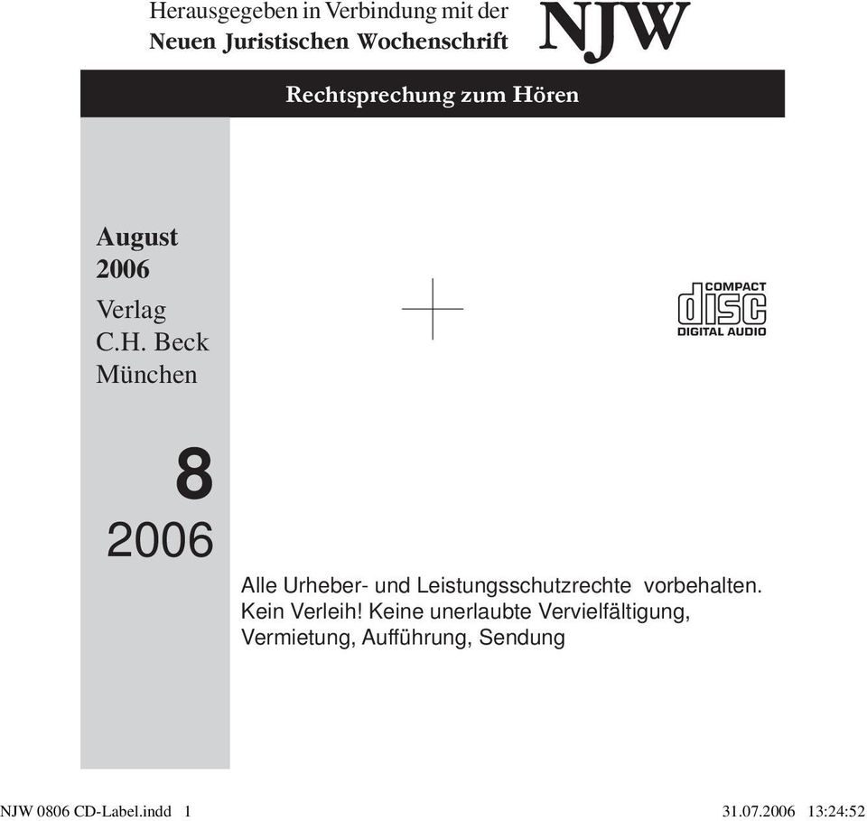 ren NJW August 2006 Verlag C.H.