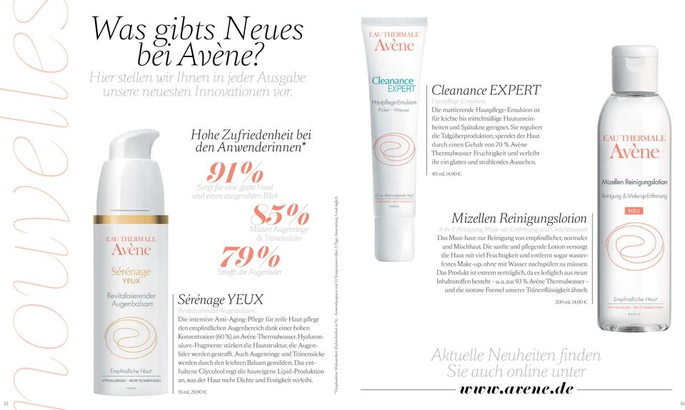 Augenbalsam Die intensive Anti-Aging-Pflege für reife Haut pflegt den empfindlichen Augenbereich dank einer hohen Konzentration (60 %) an Avène Thermalwasser.