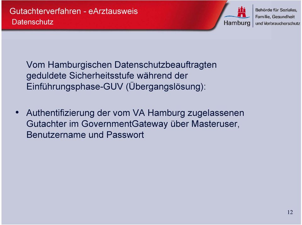 (Übergangslösung): Authentifizierung der vom VA Hamburg