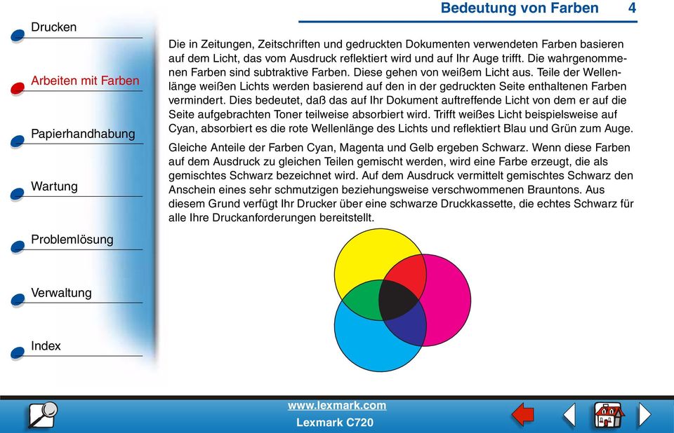 Farbtypen Bedeutung Von Farben 1 Drucken Arbeiten Mit Farben Papierhandhabung Wartung Problemlosung Verwaltung Index Pdf Free Download