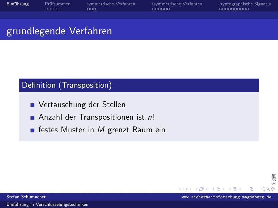 Stellen Anzahl der Transpositionen