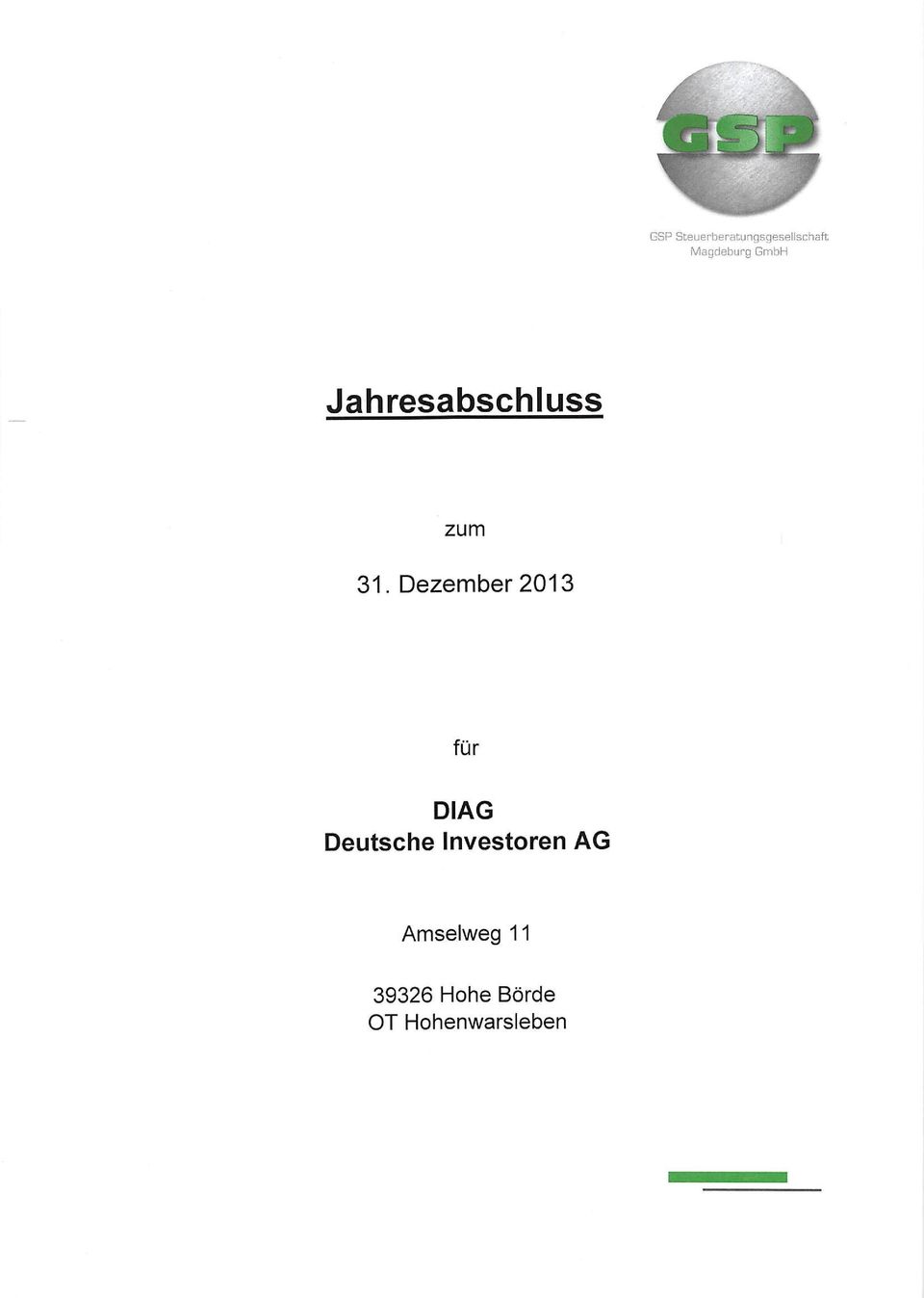 Dezember 2013 für DIAG Deutsche