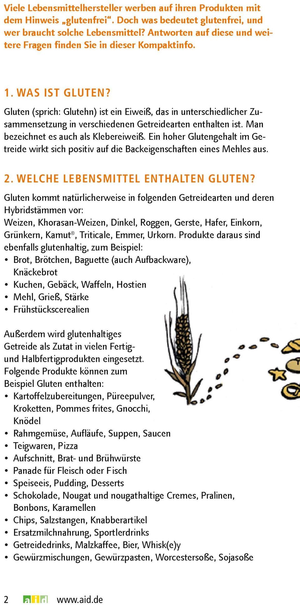 Gluten (sprich: Glutehn) ist ein Eiweiß, das in unterschiedlicher Zusammensetzung in verschiedenen Getreidearten enthalten ist. Man bezeichnet es auch als Klebereiweiß.