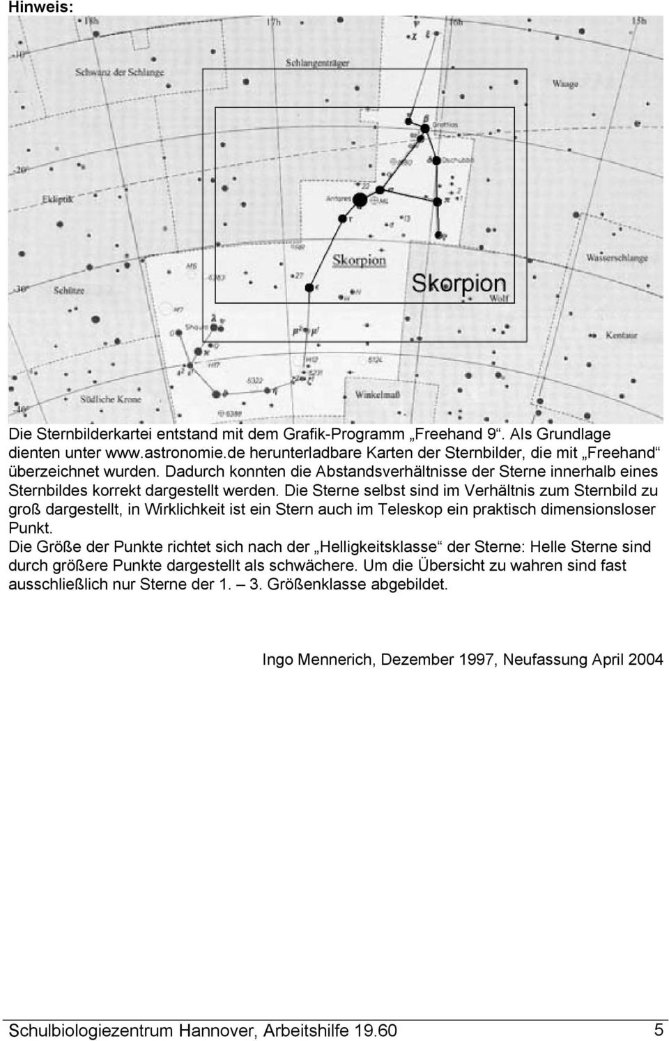 Die Sterne selbst sind im Verhältnis zum Sternbild zu groß dargestellt, in Wirklichkeit ist ein Stern auch im Teleskop ein praktisch dimensionsloser Punkt.