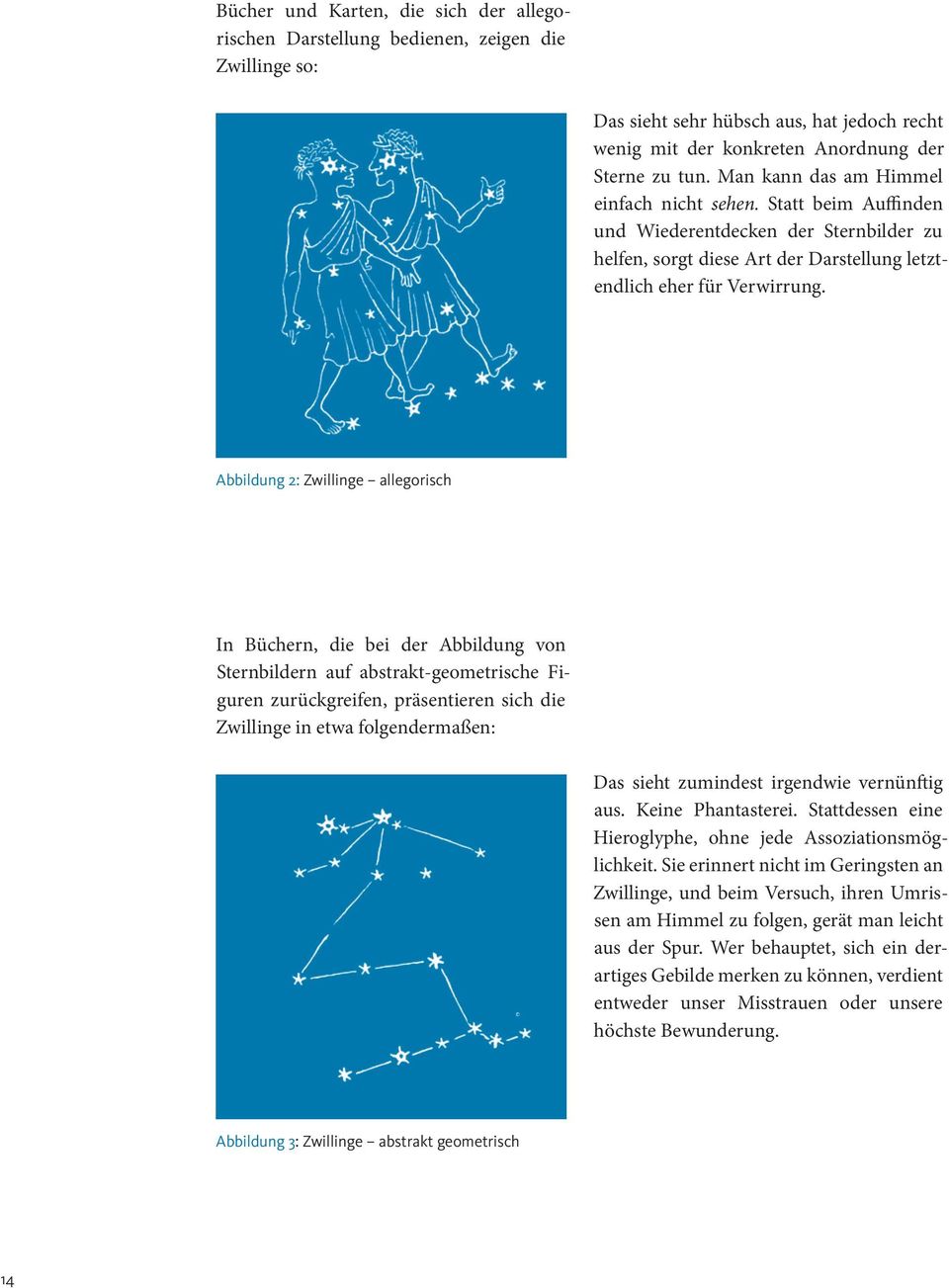 Abbildung 2: Zwillinge allegorisch In Büchern, die bei der Abbildung von Sternbildern auf abstrakt-geometrische Figuren zurückgreifen, präsentieren sich die Zwillinge in etwa folgendermaßen: Das