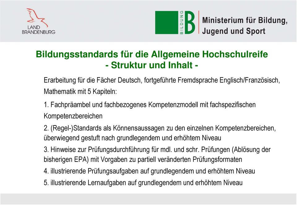 (Regel-)Standards als Könnensaussagen zu den einzelnen Kompetenzbereichen, überwiegend gestuft nach grundlegendem und erhöhtem Niveau 3.