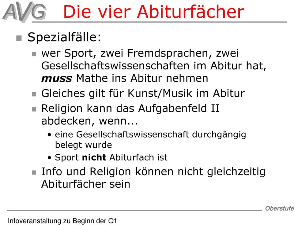 Kunst/Musik im Abitur Religion kann das Aufgabenfeld II abdecken, wenn.