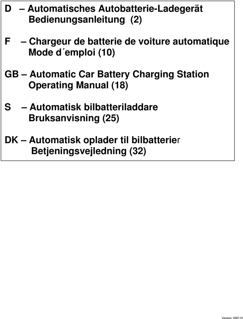 Charging Station Operating Manual (18) S Automatisk bilbatteriladdare