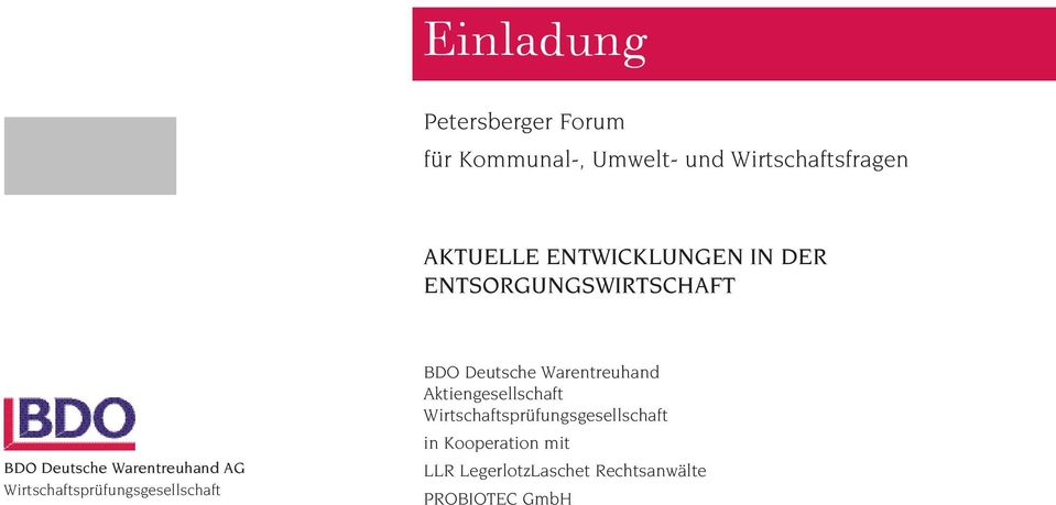 ENTSORGUNGSWIRTSCHAFT BDO Deutsche Warentreuhand