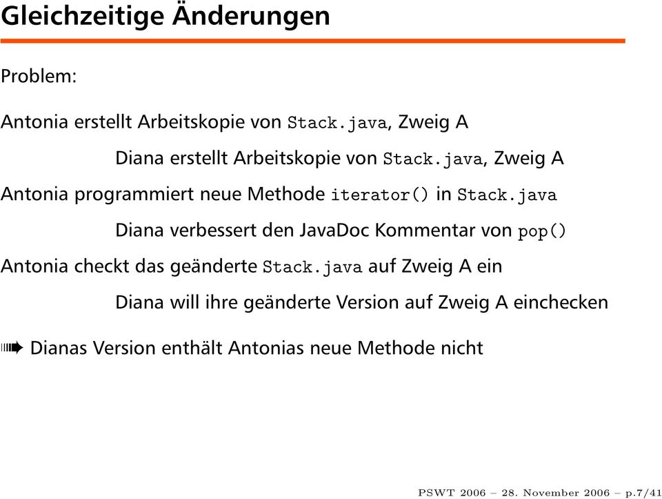 java, Zweig A Antonia programmiert neue Methode iterator() in Stack.