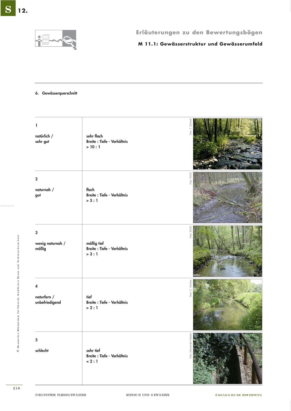 Schmidt 2 naturnah / gut flach Breite : Tiefe - Verhältnis > 5 : 1 3 wenig naturnah / mäßig 4 naturfern