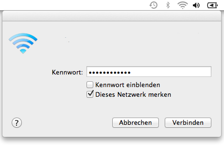 5. Mac mit dem WLAN-Netzwerk verbinden Klicken Sie bitte in der Menüleiste Ihres Mac oben rechts auf das WLAN-Symbol.