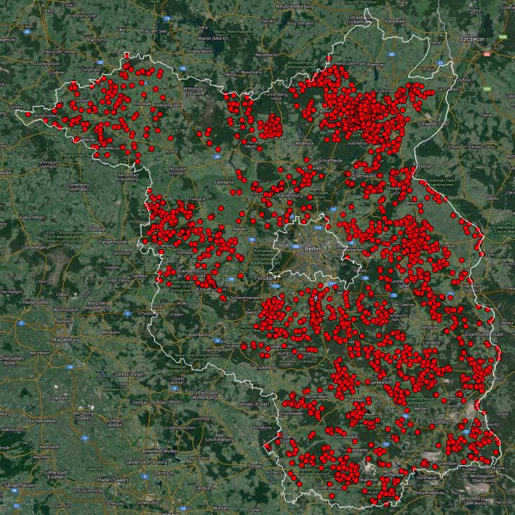 Landkreisen Brandenburgs sowie der Aufarbeitung der Daten durch Franco Ehlert, sind etwa 80% der vorliegenden Daten digitalisiert und grafisch