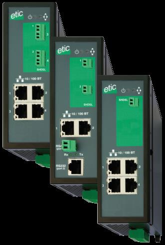 Vom plug & play Ethernet Expander, konfigurierbar mit wenigen DIP-Switches, bis hin zum Hub mit 4 SHDSL Ports.